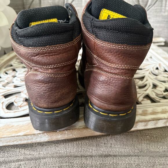 Dr. Martens Steel Toe Brown Leather Work Boots Men’s 9 Women’s 10 - Picture 2 of 8